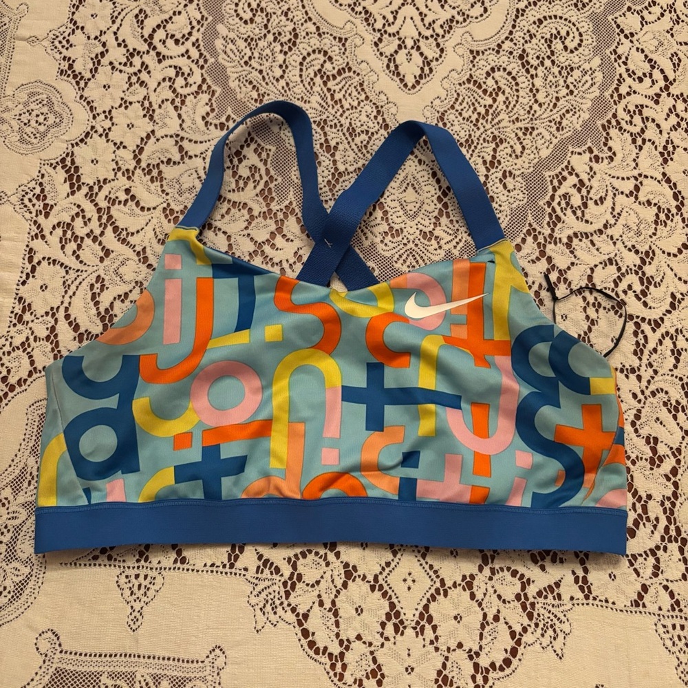 colorful nike sports bra size large